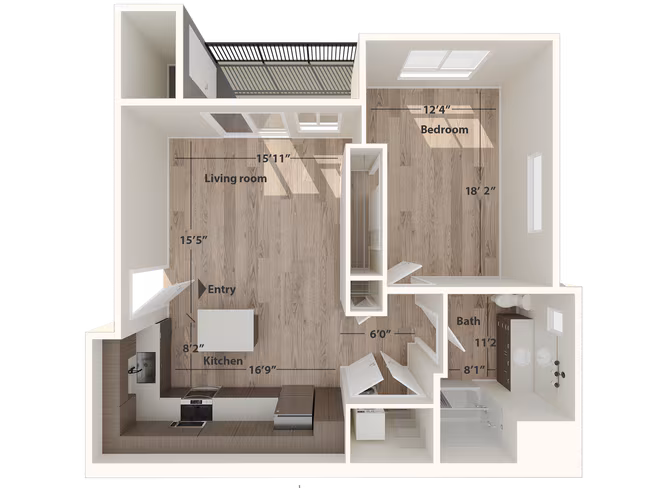 1 Bedroom (Interior) A306 floor plan